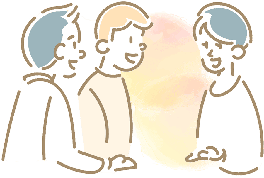 イメージイラスト:笑顔で会話する男性3人