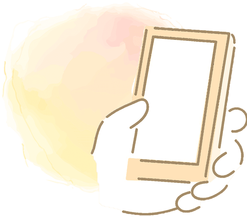 イメージイラスト：スマートフォンで問合せ