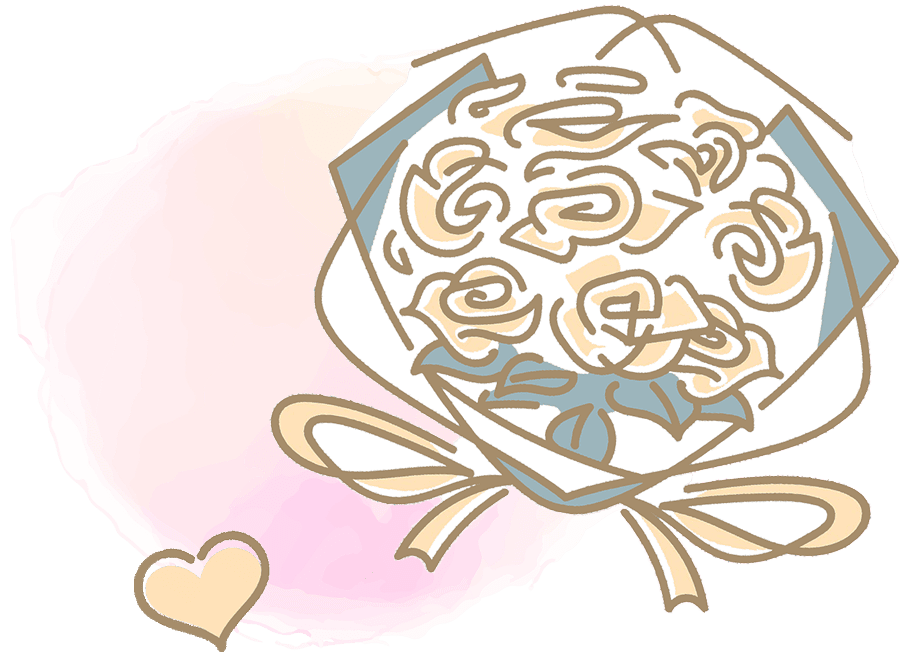 イメージイラスト:花束とハート