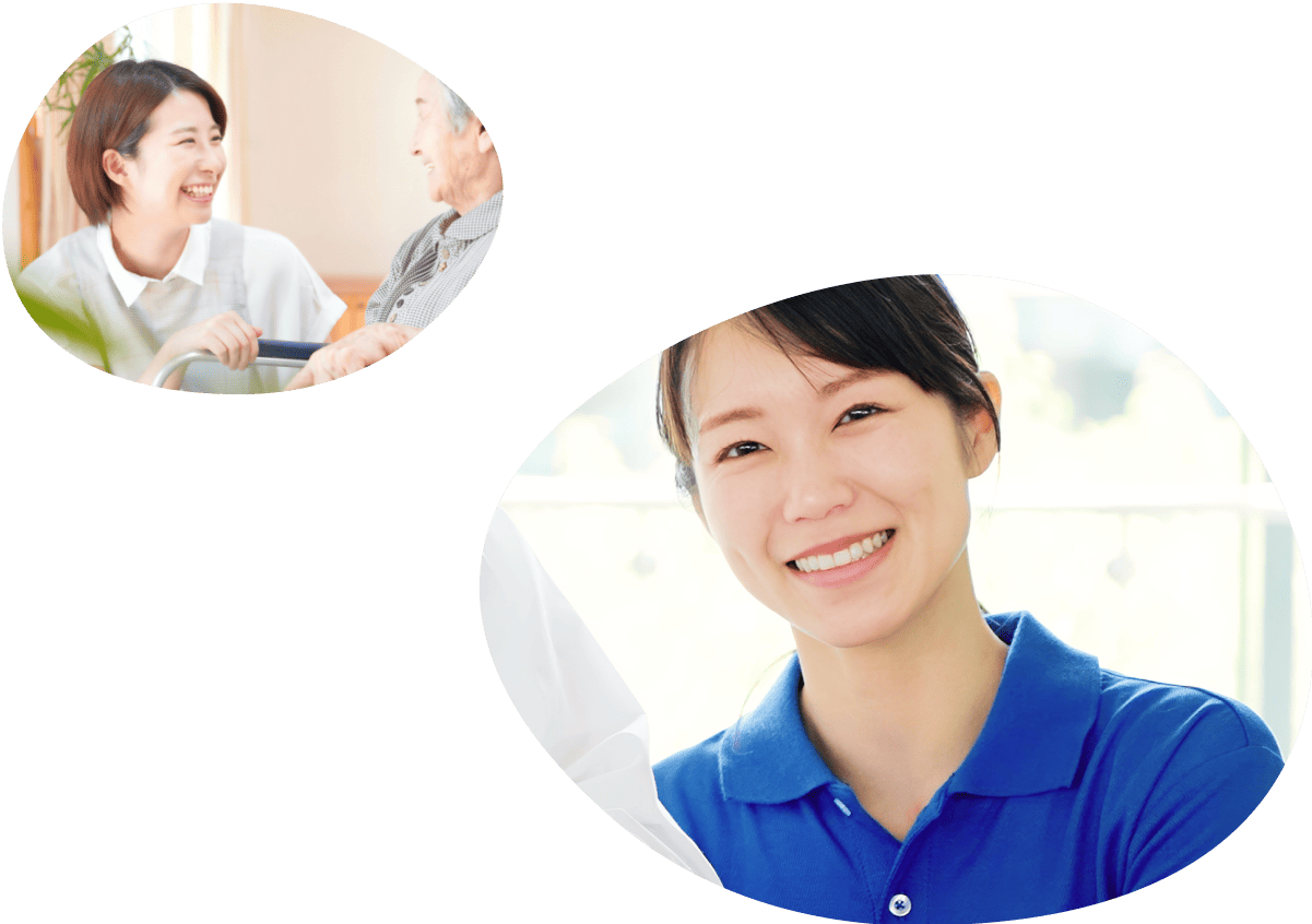 イメージ写真:笑顔の訪問看護スタッフと利用者