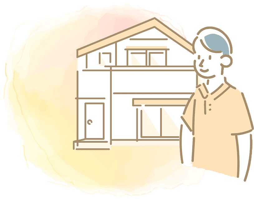 イメージイラスト:家に訪問する看護スタッフ