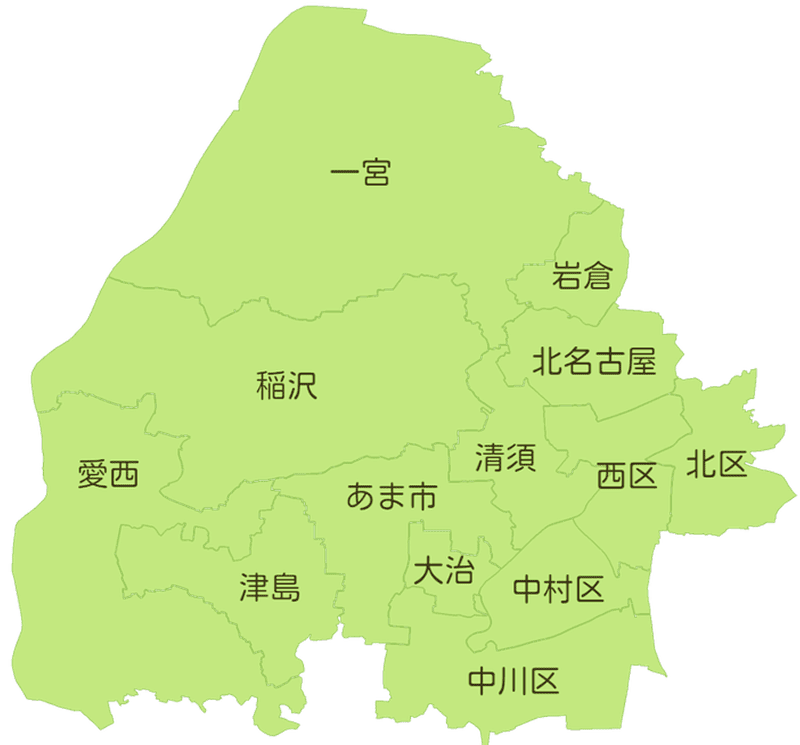 愛知県対象エリアの地図イラスト
