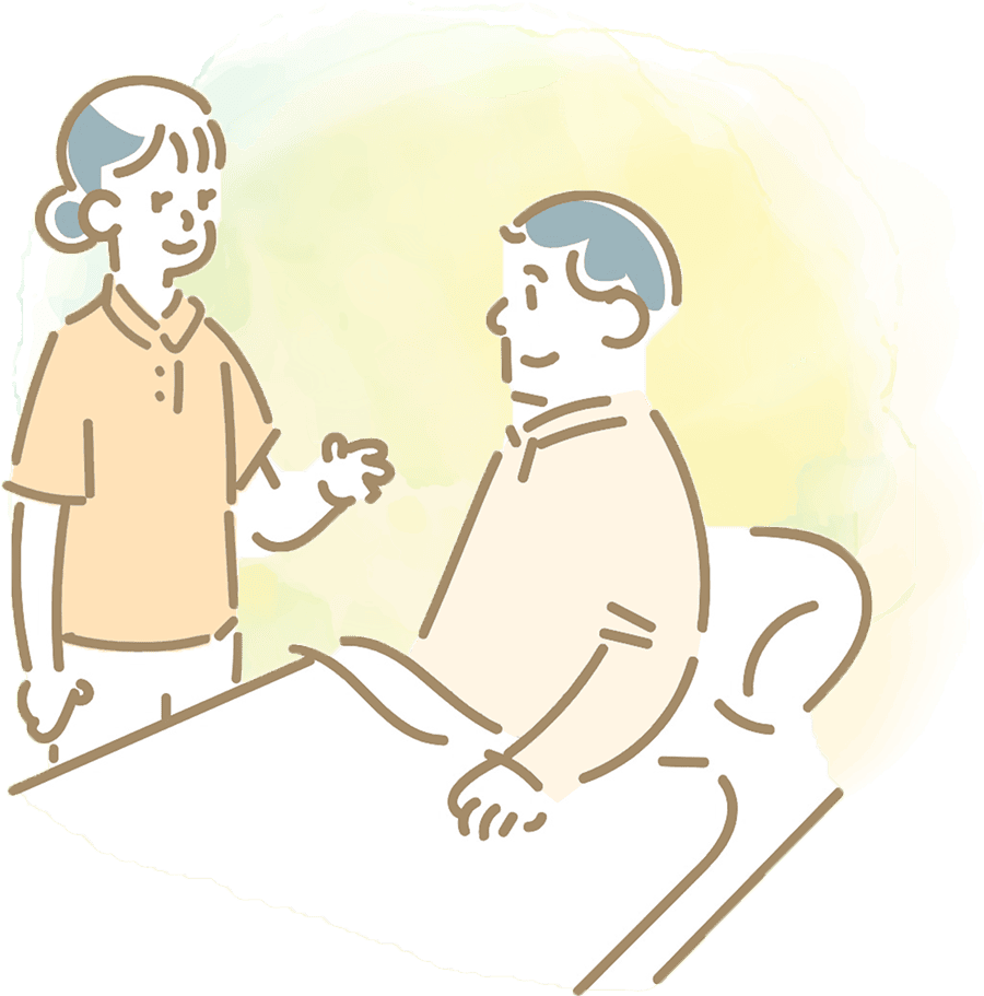 イメージイラスト:訪問先の看護スタッフと利用者